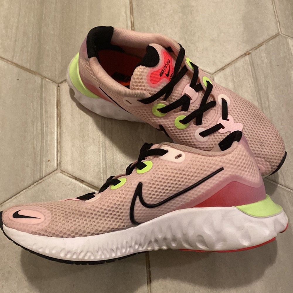 Nike Renew Women's Running Shoes - Pink and Neon Green Yellow - Picture 5 of 12